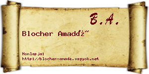 Blocher Amadé névjegykártya